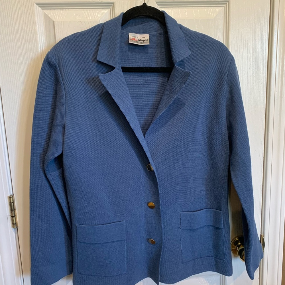 Blue Women's Knit Blazer Jacket